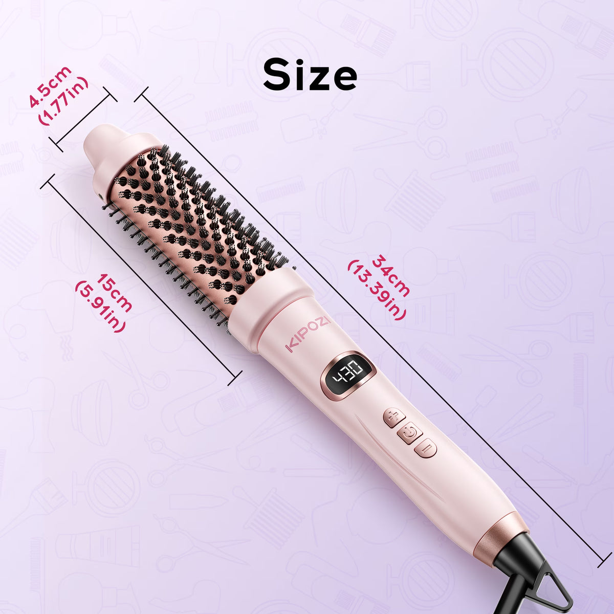 Velora Blowout Brush – 1.5" Heated Thermal Round Brush